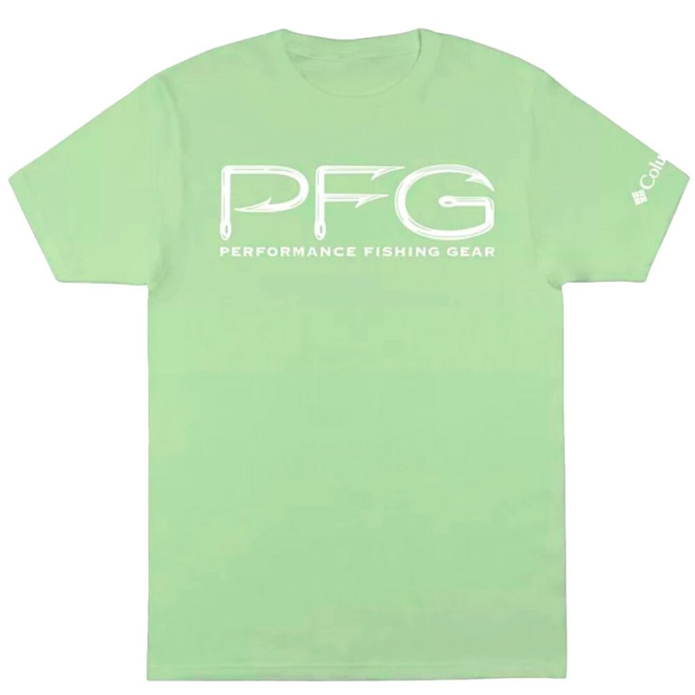 NEW Columbia PFG Hooks T-shirt! M Professional Fishing Gear Light Green